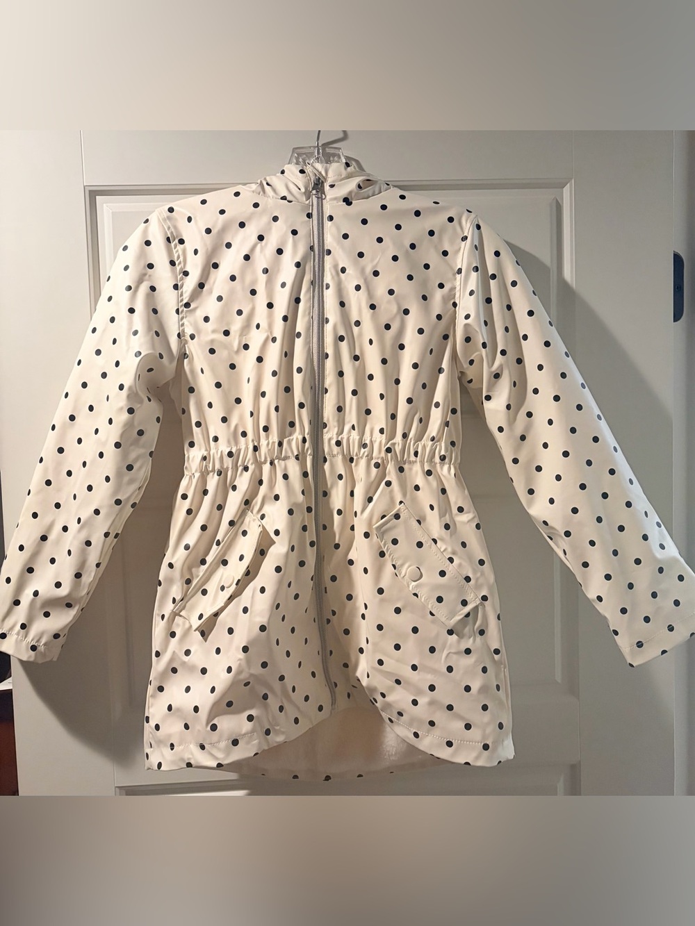 Liv & Lottie Polka Dot Hooded Rain Jacket - Size 10